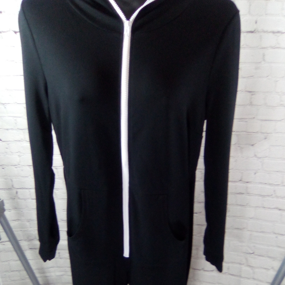 K + GLAM Joggers Hooded Black Jumpsuit.